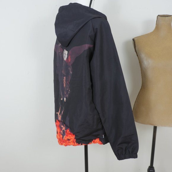 RIPNDIP Black Snap Button Hoodie Colorful Cat Flame Graphics Size Small Jacket - Picture 8 of 14